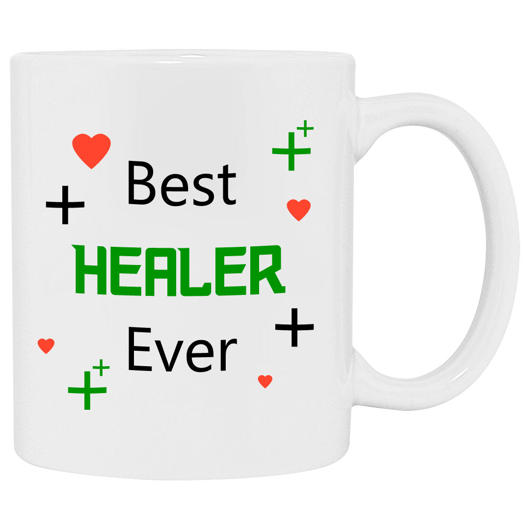 Gaming coffee mug that says best healer ever