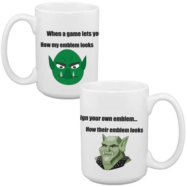 Coffee cup showing your emblem vs the one she told you not to worry about