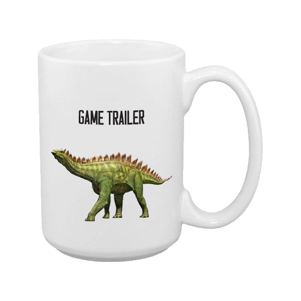 Coffee cup that shows game trailer graphics versus the actual game