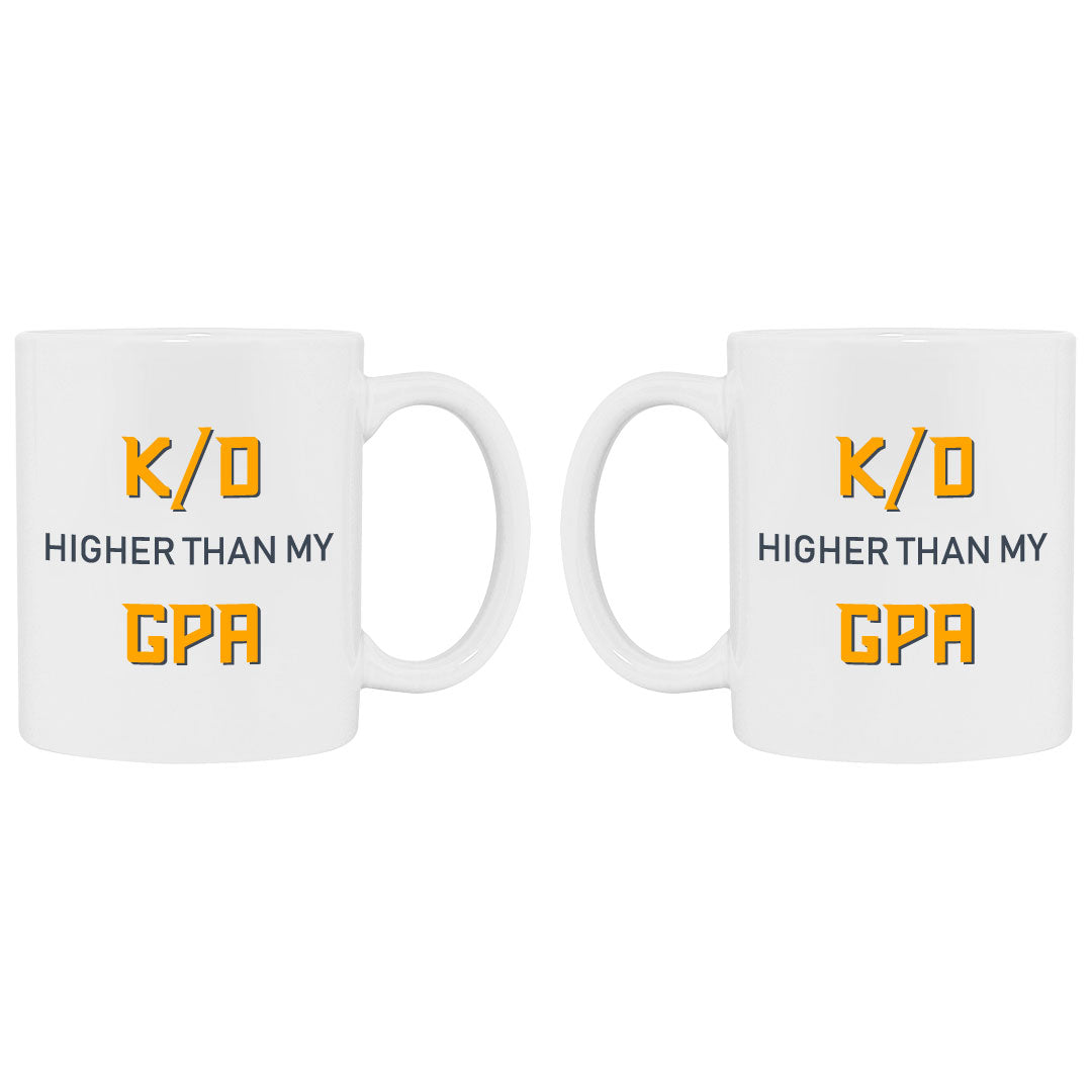 Gaming coffee cup that says kill death ratio higher than my gpa