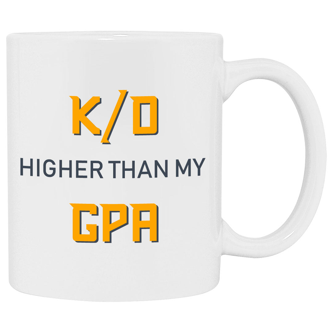 Coffee mug about gamers whose kd is higher than their gpa